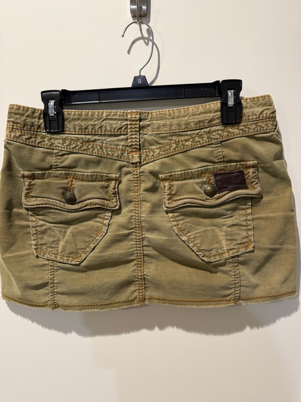 Stitch's Vintage Olive Green Utility Mini Skirt with Flap Pockets